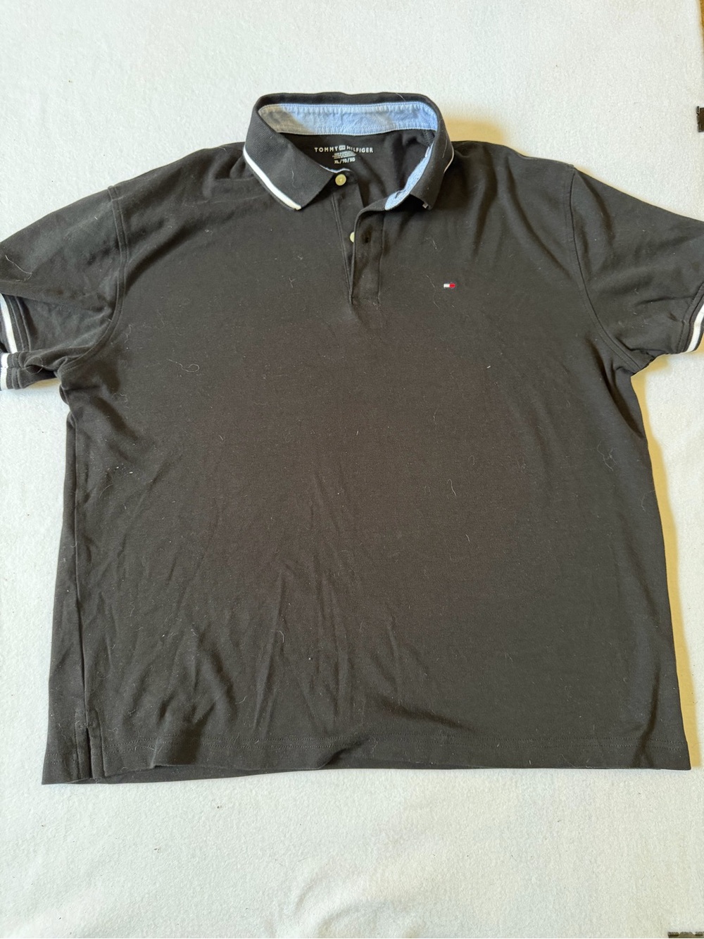 Tommy Hilfiger Black Polo Shirt with White Trim